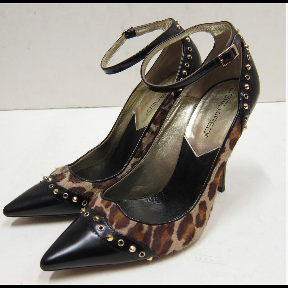 Dsquared2 Leopard Print Leather/Pony Hair Pumps - Picture 2 of 8